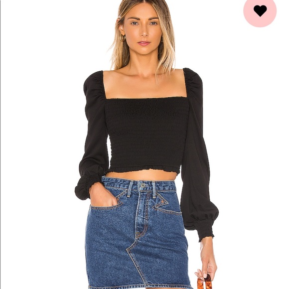 superdown Tops - Superdown Tanya Smocked Black Crop- XS